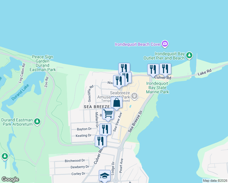 map of restaurants, bars, coffee shops, grocery stores, and more near 286 Lynn Drive in Rochester