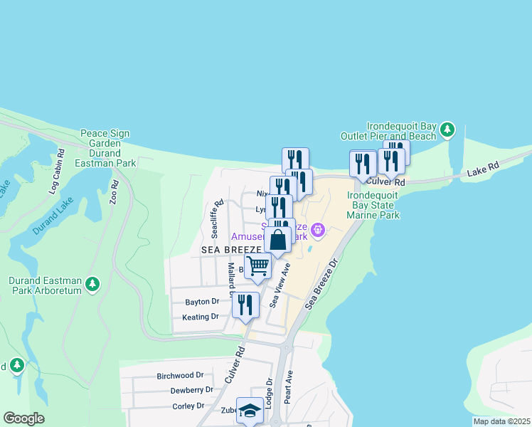 map of restaurants, bars, coffee shops, grocery stores, and more near 286 Lynn Drive in Rochester