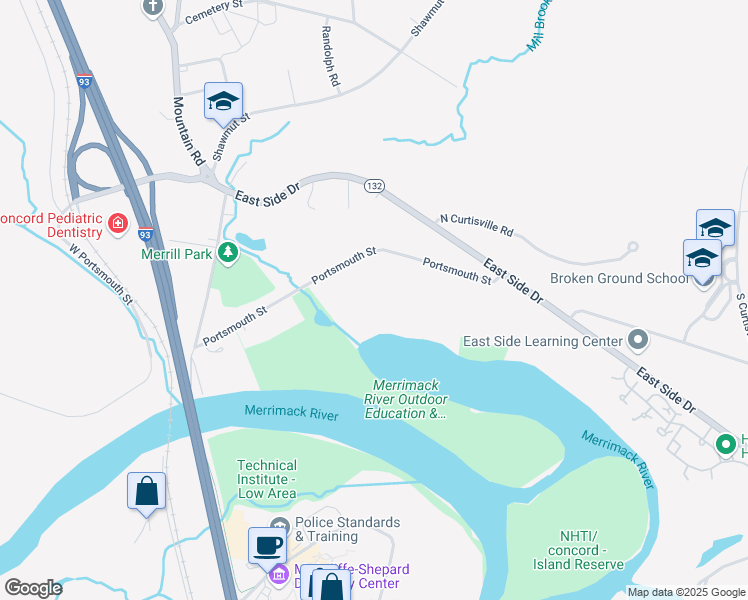 map of restaurants, bars, coffee shops, grocery stores, and more near 54 Portsmouth Street in Concord