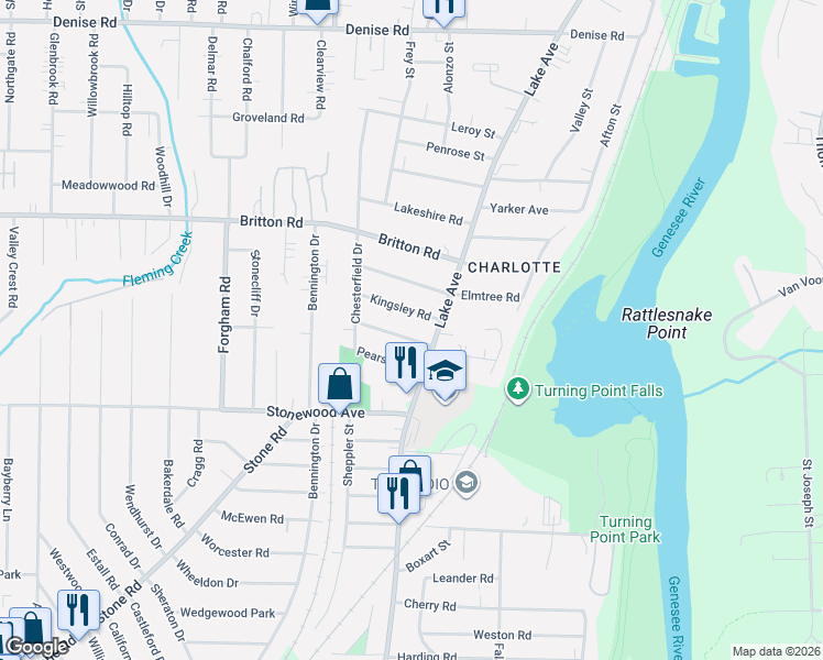 map of restaurants, bars, coffee shops, grocery stores, and more near 39 Freemont Road in Rochester