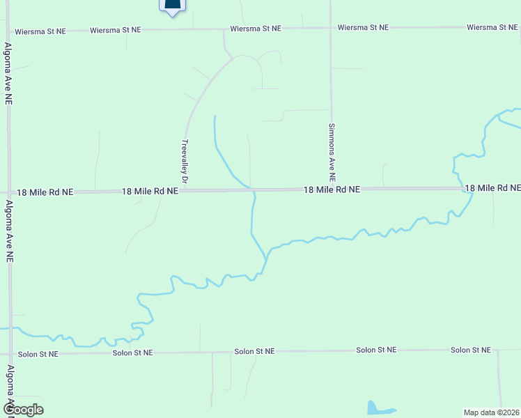 map of restaurants, bars, coffee shops, grocery stores, and more near 3030 18 Mile Road Northeast in Cedar Springs