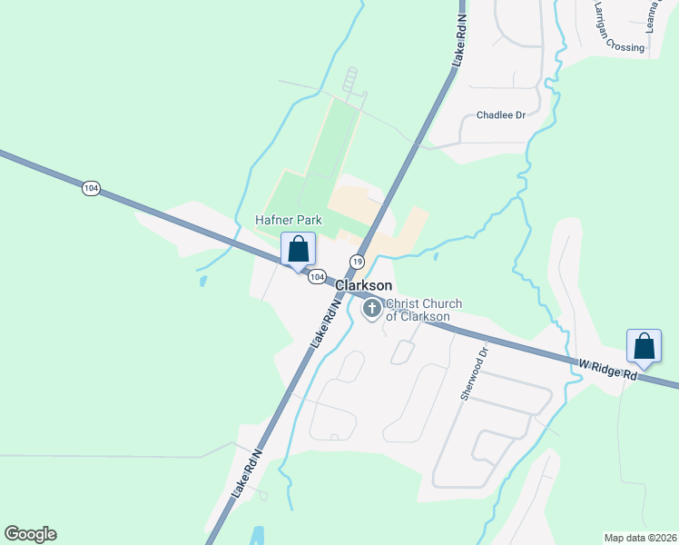 map of restaurants, bars, coffee shops, grocery stores, and more near 8388 West Ridge Road in Brockport