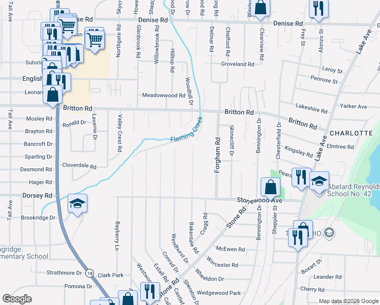 map of restaurants, bars, coffee shops, grocery stores, and more near 141 Cor-Mar Lane in Greece