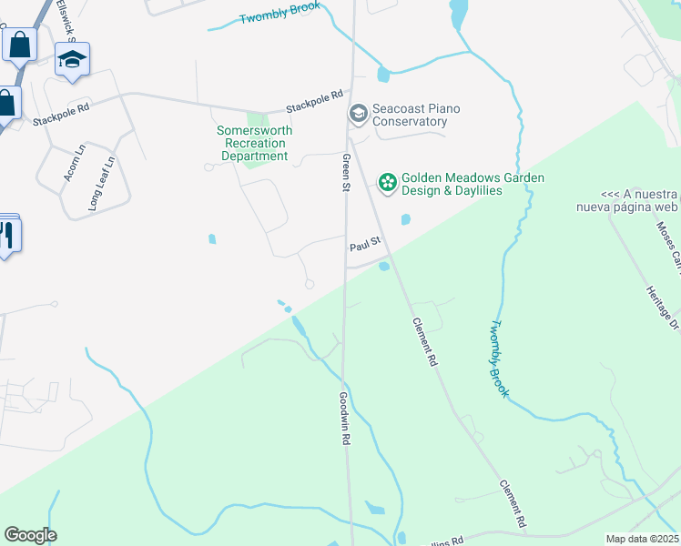 map of restaurants, bars, coffee shops, grocery stores, and more near 2 Glenview Street in Somersworth