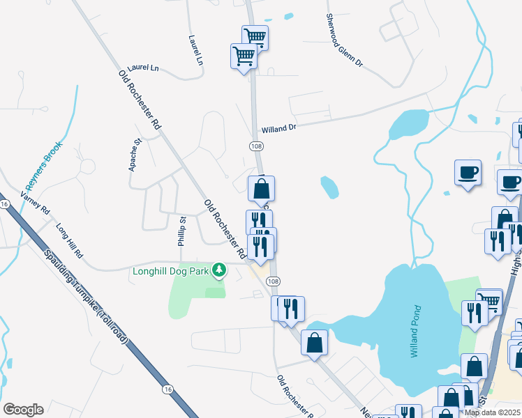map of restaurants, bars, coffee shops, grocery stores, and more near 142 New Hampshire 108 in Somersworth