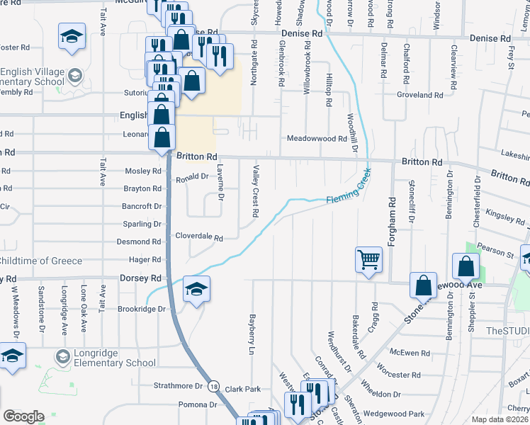 map of restaurants, bars, coffee shops, grocery stores, and more near 98 Valley Crest Road in Rochester