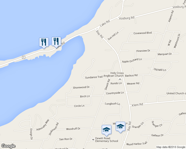 map of restaurants, bars, coffee shops, grocery stores, and more near 436 Sundance Trail in Webster