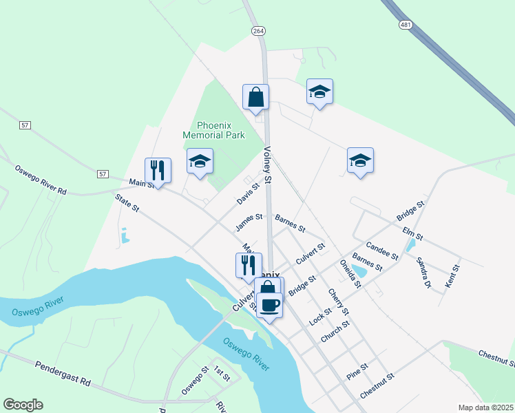 map of restaurants, bars, coffee shops, grocery stores, and more near 47 Volney Street in Phoenix