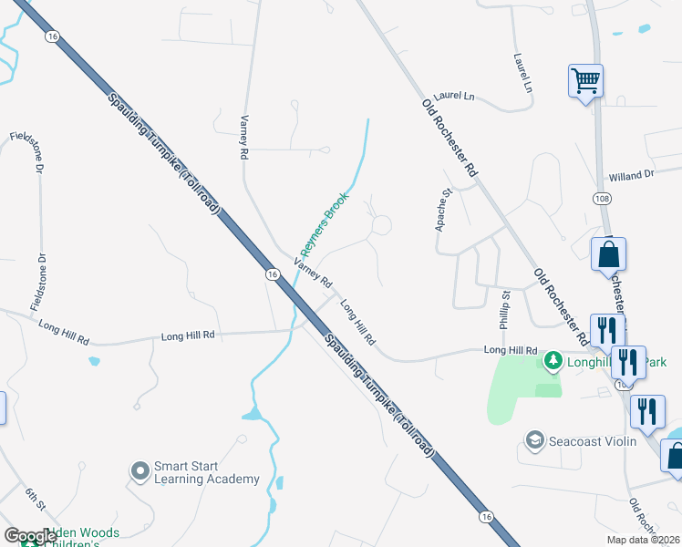 map of restaurants, bars, coffee shops, grocery stores, and more near 7 Varney Road in Dover