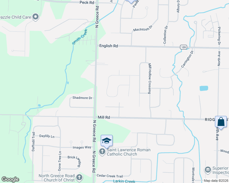 map of restaurants, bars, coffee shops, grocery stores, and more near 177 Sunny Mill Lane in Rochester