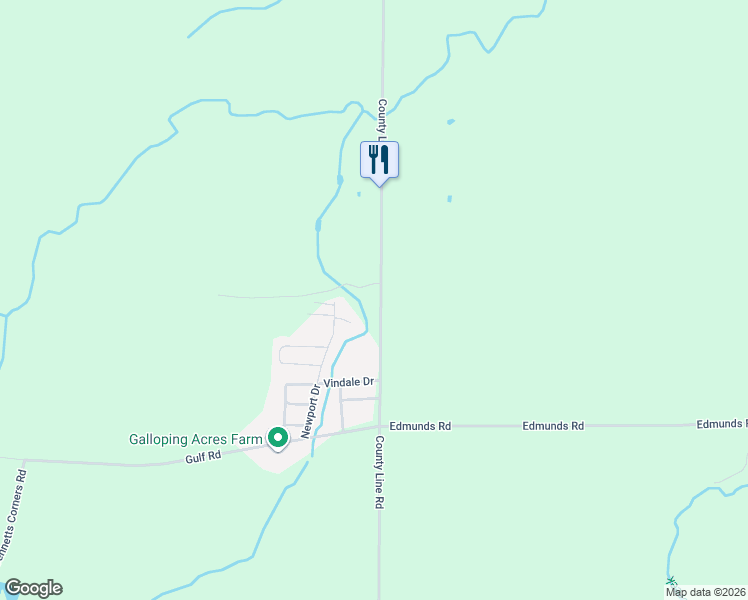 map of restaurants, bars, coffee shops, grocery stores, and more near 3845 County Line Road in Brockport