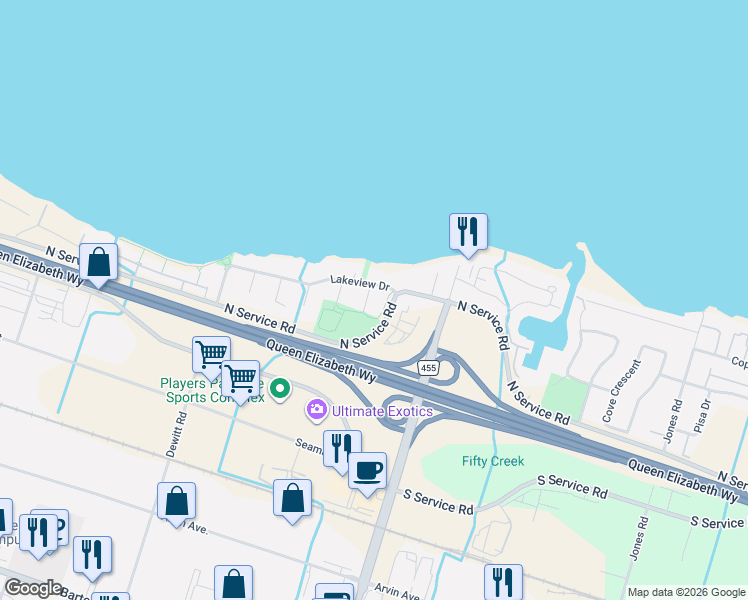 map of restaurants, bars, coffee shops, grocery stores, and more near 5 Herbert Court in Hamilton