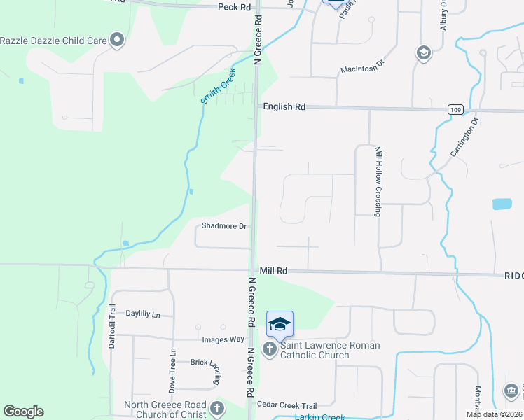 map of restaurants, bars, coffee shops, grocery stores, and more near 904 North Greece Road in Rochester