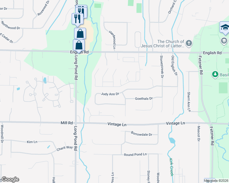 map of restaurants, bars, coffee shops, grocery stores, and more near 216 Judy Ann Drive in Rochester