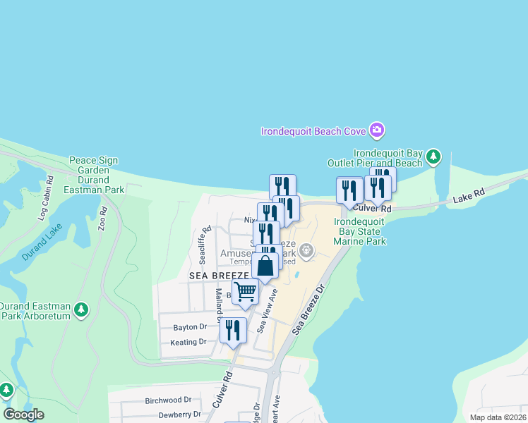 map of restaurants, bars, coffee shops, grocery stores, and more near 31 Oberlin Street in Rochester