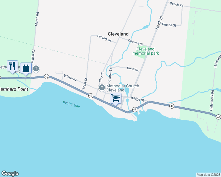 map of restaurants, bars, coffee shops, grocery stores, and more near 20 Center St in Cleveland