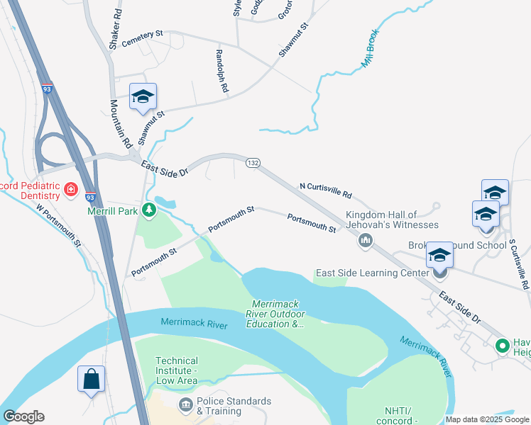 map of restaurants, bars, coffee shops, grocery stores, and more near 54 Portsmouth Street in Concord