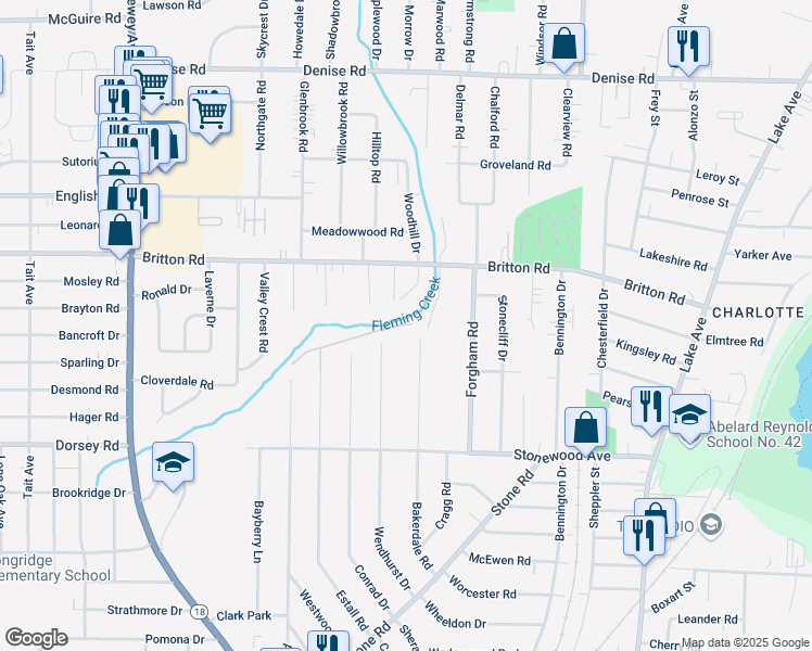 map of restaurants, bars, coffee shops, grocery stores, and more near 141 Cor-Mar Lane in Greece