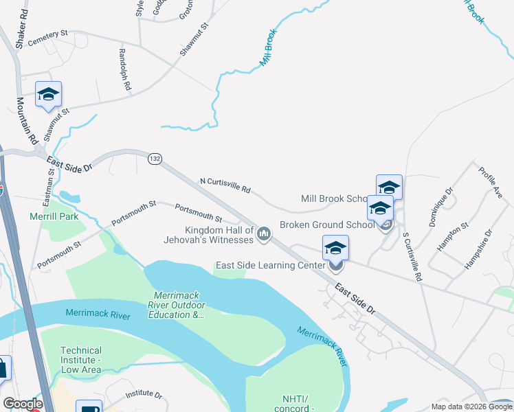 map of restaurants, bars, coffee shops, grocery stores, and more near 26 North Curtisville Road in Concord