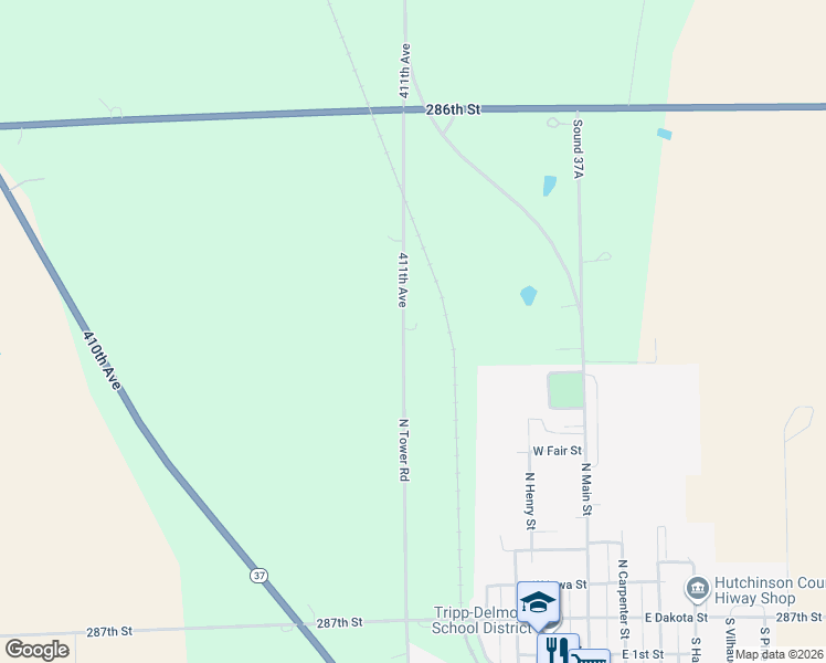 map of restaurants, bars, coffee shops, grocery stores, and more near 900 North Tower Road in Tripp