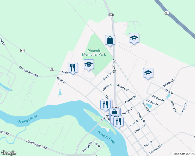 map of restaurants, bars, coffee shops, grocery stores, and more near 12 Park Street in Phoenix