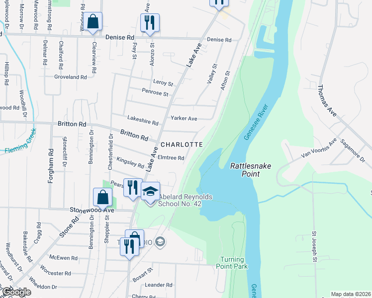 map of restaurants, bars, coffee shops, grocery stores, and more near in Rochester