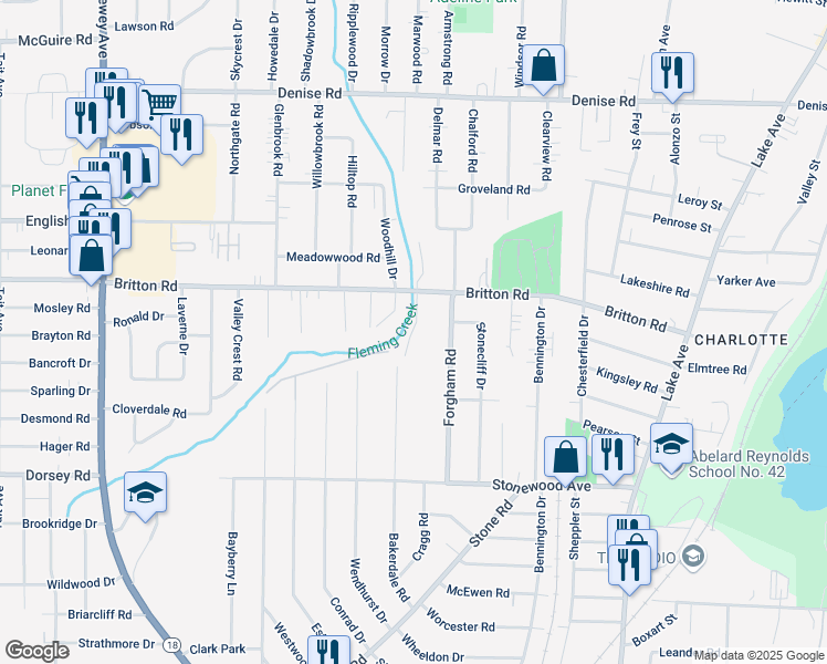 map of restaurants, bars, coffee shops, grocery stores, and more near 141 Cor-Mar Lane in Greece