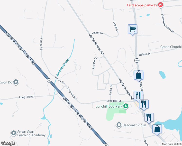 map of restaurants, bars, coffee shops, grocery stores, and more near 4 Mohawk Drive in Dover