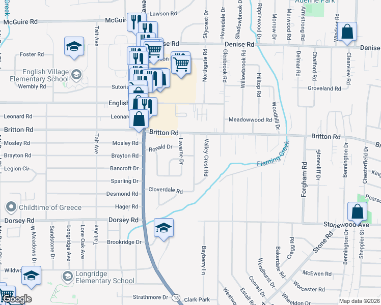 map of restaurants, bars, coffee shops, grocery stores, and more near 25 Cloverdale Road in Rochester