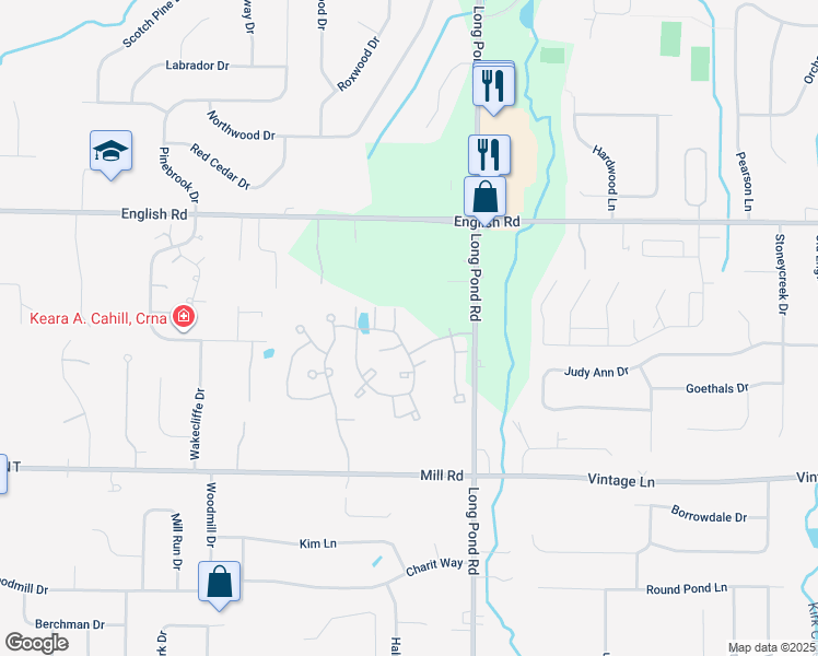 map of restaurants, bars, coffee shops, grocery stores, and more near 714 Hawks Nest Circle in Rochester
