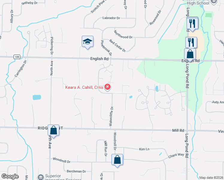 map of restaurants, bars, coffee shops, grocery stores, and more near 44 Margate Drive in Rochester