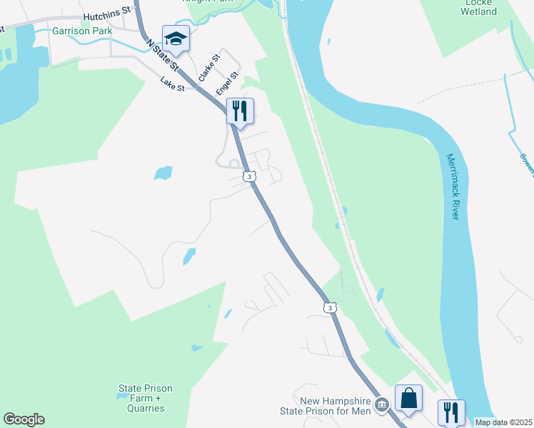 map of restaurants, bars, coffee shops, grocery stores, and more near 358 North State Street in Concord
