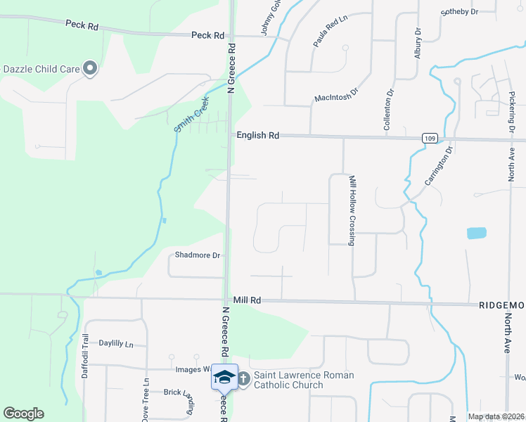 map of restaurants, bars, coffee shops, grocery stores, and more near 104 Sunny Mill Lane in Rochester