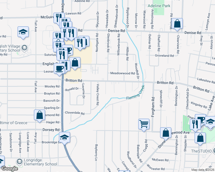 map of restaurants, bars, coffee shops, grocery stores, and more near 24 Durkar Lane in Rochester