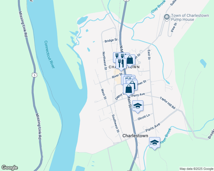 map of restaurants, bars, coffee shops, grocery stores, and more near 79 River Street in Charlestown