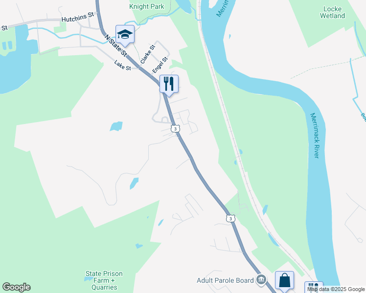 map of restaurants, bars, coffee shops, grocery stores, and more near 358 North State Street in Concord