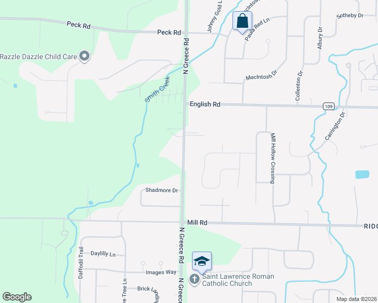 map of restaurants, bars, coffee shops, grocery stores, and more near 884 North Greece Road in Rochester