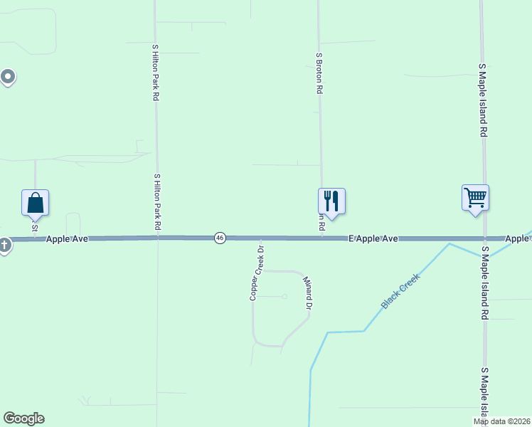 map of restaurants, bars, coffee shops, grocery stores, and more near 6660 East Apple Avenue in Muskegon