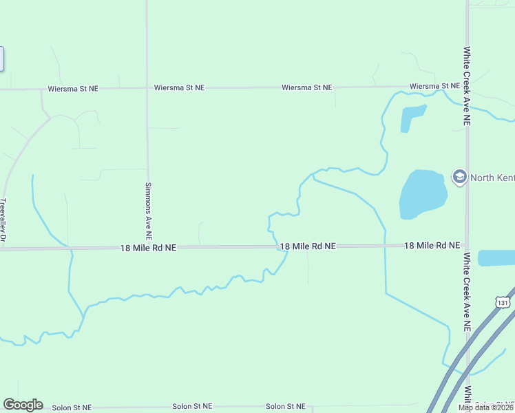 map of restaurants, bars, coffee shops, grocery stores, and more near 3455 18 Mile Road Northeast in Cedar Springs