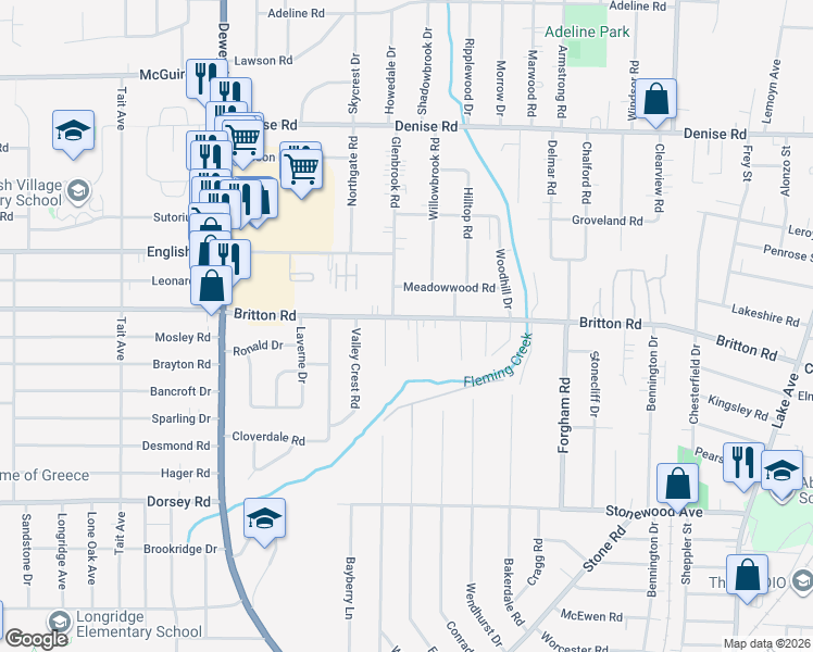 map of restaurants, bars, coffee shops, grocery stores, and more near 24 Durkar Lane in Rochester
