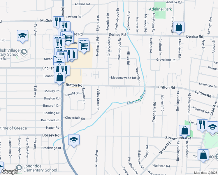 map of restaurants, bars, coffee shops, grocery stores, and more near 24 Durkar Lane in Rochester