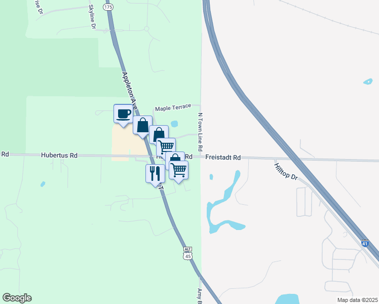 map of restaurants, bars, coffee shops, grocery stores, and more near 2916 Hubertus Road in Germantown