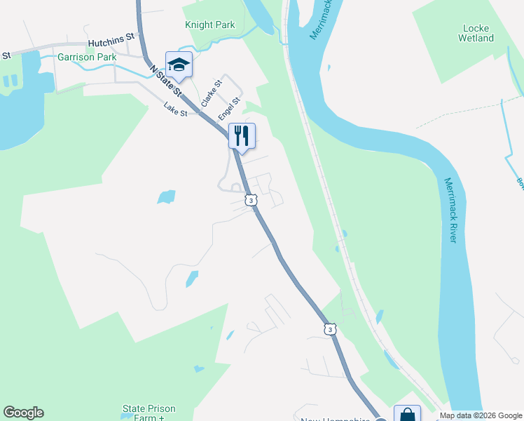 map of restaurants, bars, coffee shops, grocery stores, and more near 358 North State Street in Concord