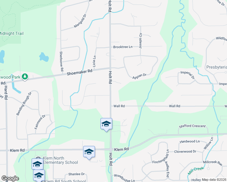 map of restaurants, bars, coffee shops, grocery stores, and more near 588 Holt Road in Webster