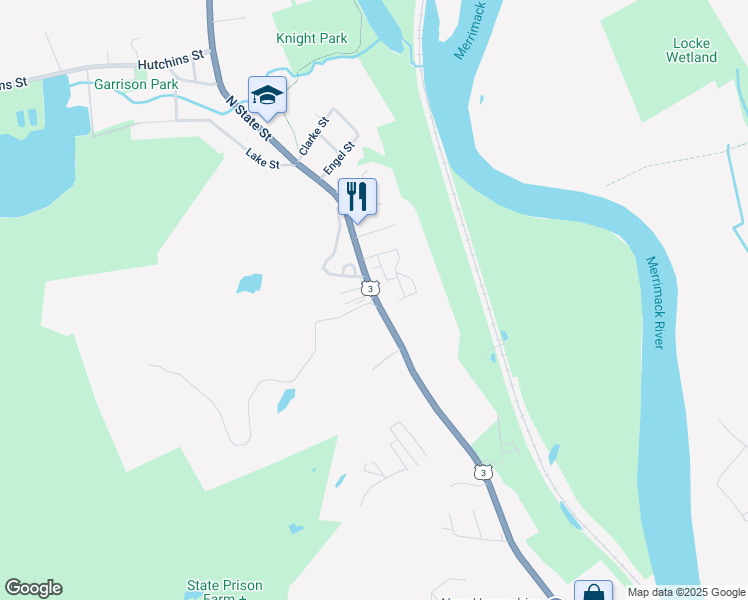map of restaurants, bars, coffee shops, grocery stores, and more near 369 North State Street in Concord