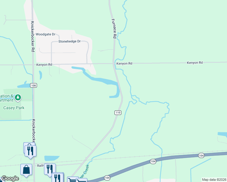 map of restaurants, bars, coffee shops, grocery stores, and more near 6613 Furnace Road in Ontario