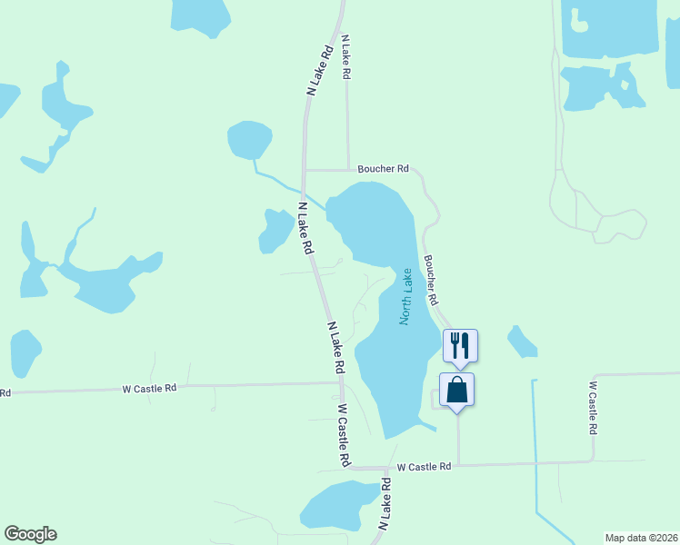 map of restaurants, bars, coffee shops, grocery stores, and more near 9800 North Lake Road in Otter Lake
