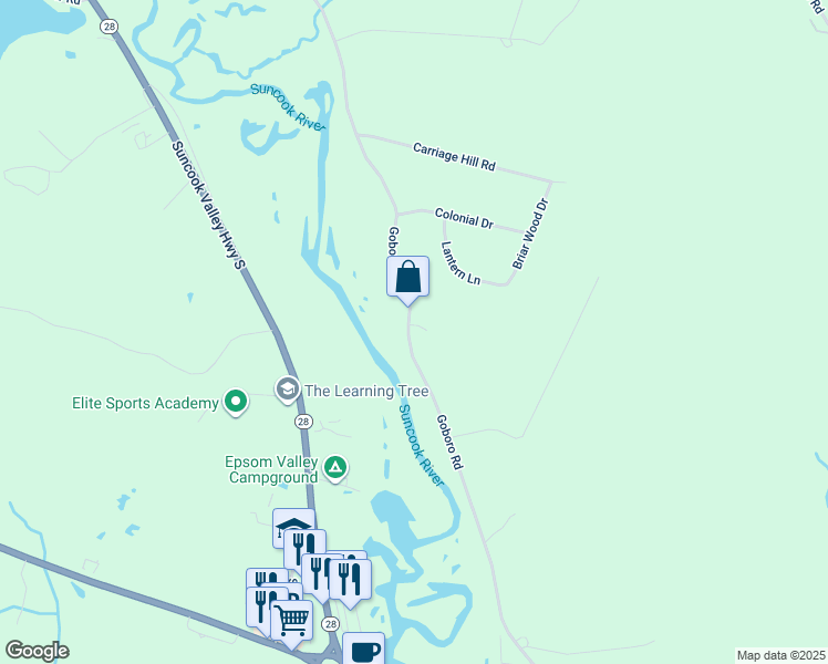 map of restaurants, bars, coffee shops, grocery stores, and more near 185 Goboro Road in Epsom