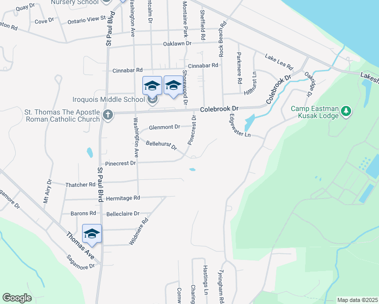 map of restaurants, bars, coffee shops, grocery stores, and more near 269 Pinecrest Drive in Rochester