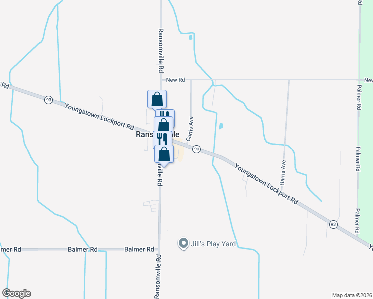 map of restaurants, bars, coffee shops, grocery stores, and more near 2576 Academy Street in Ransomville
